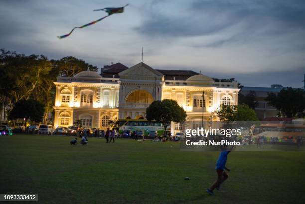 Daily Life in George Town, Penang Island, Malaysia, in January 2019. George Town is the capital of the Malaysian state of Penang and Malaysia's...
