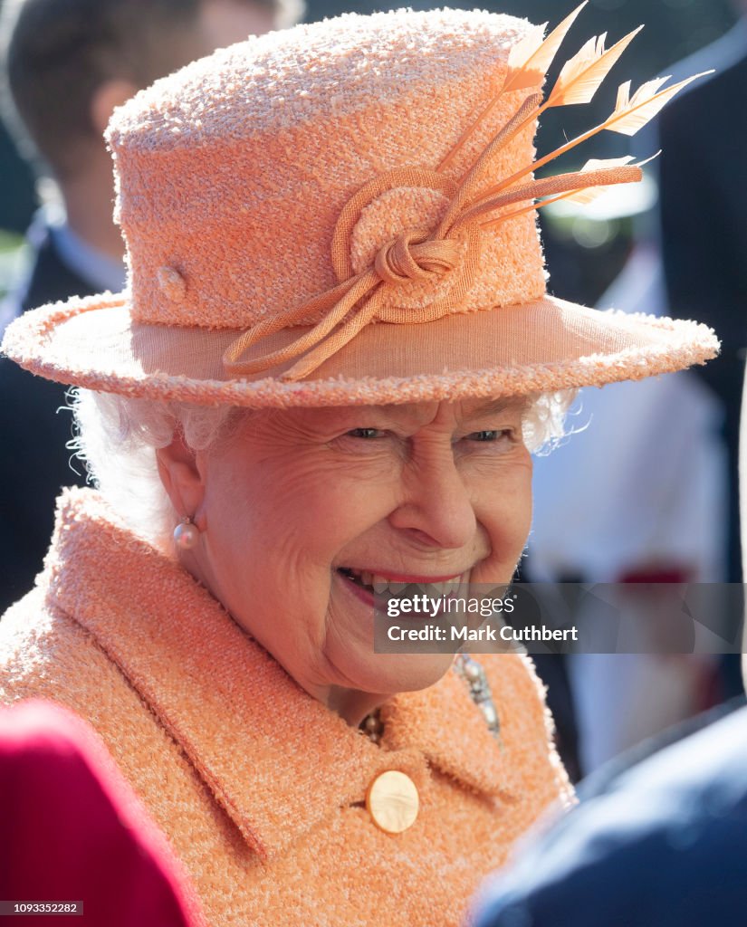 Queen Elizabeth Attends Sunday Service At St Peter & St Paul Church In West Newton