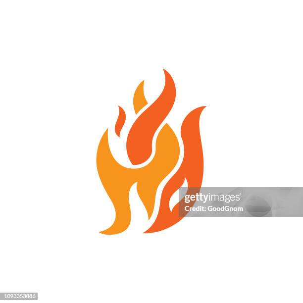 fire flame icon two colors - bonfire stock illustrations
