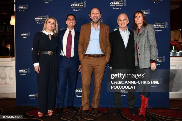 Canal+ TV channel Chairman Maxime Saada and his wife Sylvie Saada, French actor and Master of Ceremony Kad Merad and French-Armenian film producer...