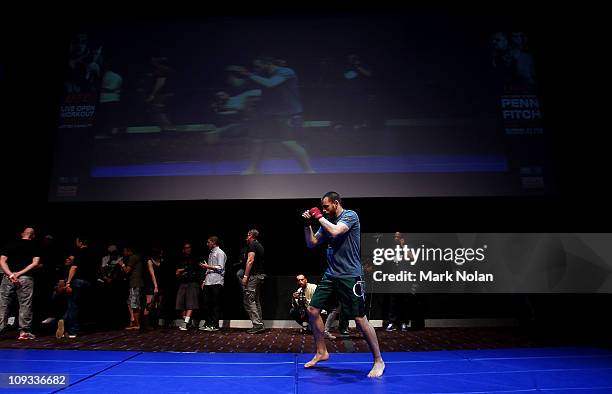 Jon Fitch spas during an Open Workout ahead of UFC Sydney 127 at Star City on February 22, 2011 in Sydney, Australia.