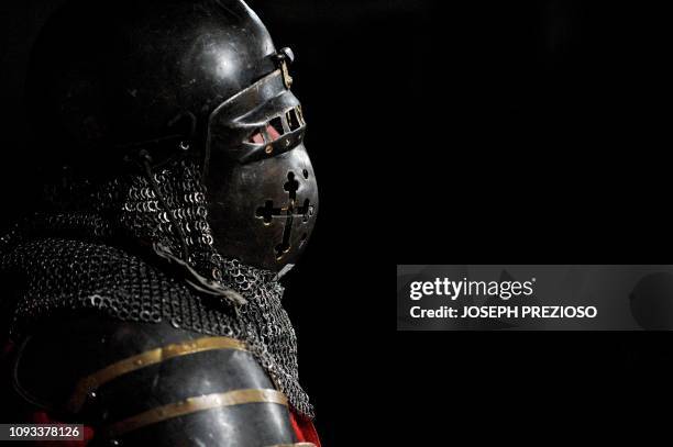 Knight on the Nashua Knightmares waits for the next match during a chapter war match between the Nashua Nightmares and the Manchester Monarchs at the...