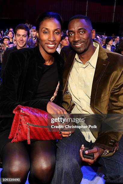 Former Los Angeles Sparks player Lisa Leslie and huband Michael Lockwood attend the Cartoon Network Hall of Game Awards held at The Barker Hanger on...