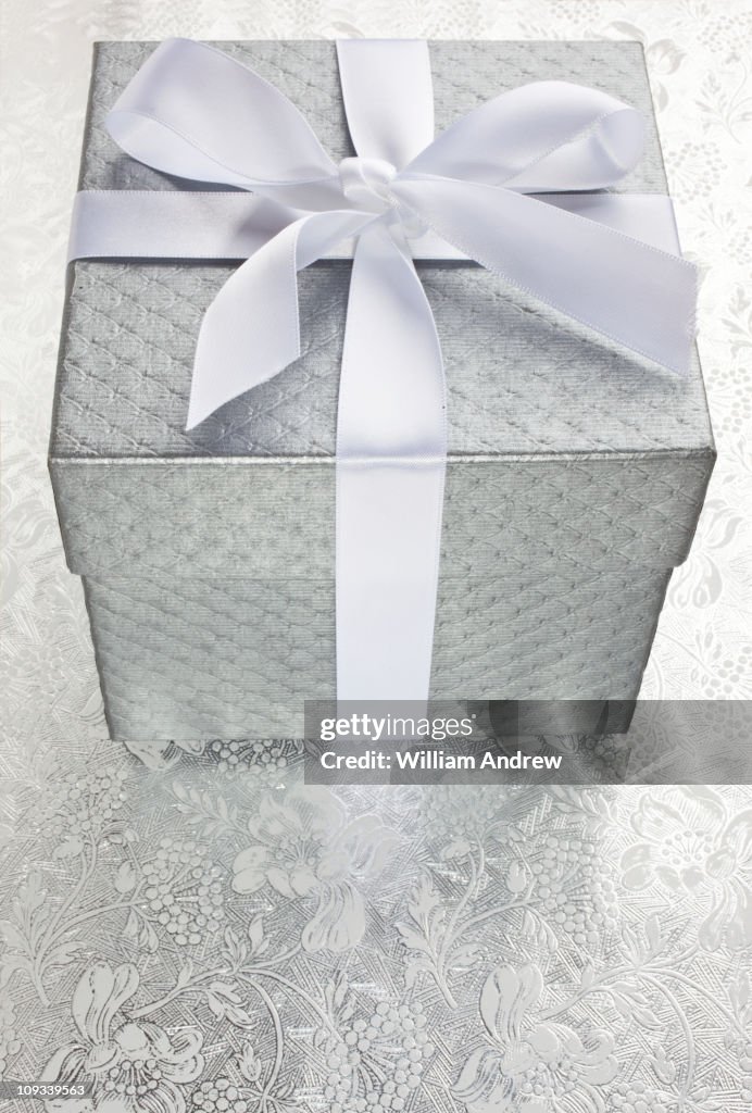 Gift in silver gift wrap