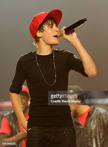 Justin Bieber performs at Madison Square Garden on August 31, 2010 in New York City.