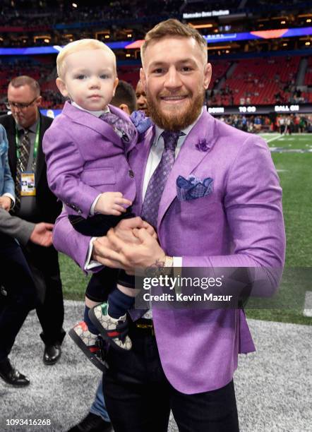 Conor Jack McGregor Jr. And Conor McGregor attend the Super Bowl LIII Pregame at Mercedes-Benz Stadium on February 3, 2019 in Atlanta, Georgia.
