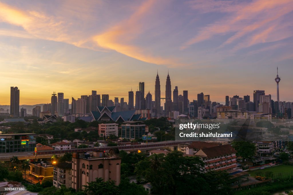 Sunrise in Kuala Lumpur, Malaysia.