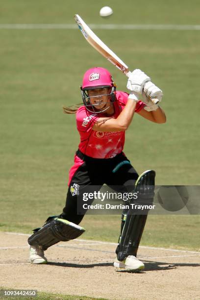 Erin Burns of the the Sixers bats during the Women's Big Bash League match between the Melbourne Renegades and the Sydney Sixers at on January 13,...