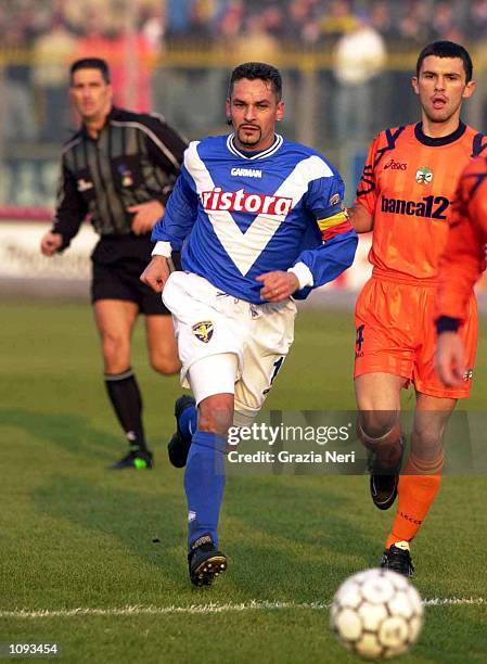Roberto Baggio of Brescia in action during a SERIE A 12th Round League match between Brescia and Lecce, played at the Mario Rigamonti Stadium,...
