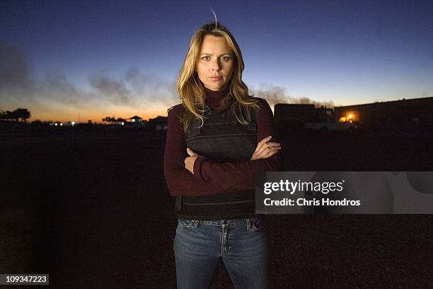 Journalist Lara Logan of CBS News appears in Camp Victory in Baghdad, Iraq November 17, 2006.