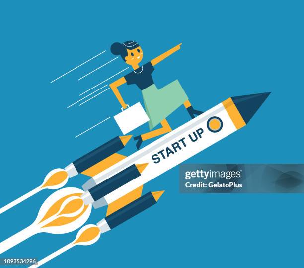 uptrend - businesswoman - business woman movement dynamic stock illustrations