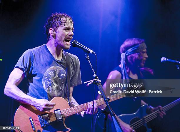 Johnny Borrell of Razorlight performs at La Fleche d'Or on February 22, 2011 in Paris, France.