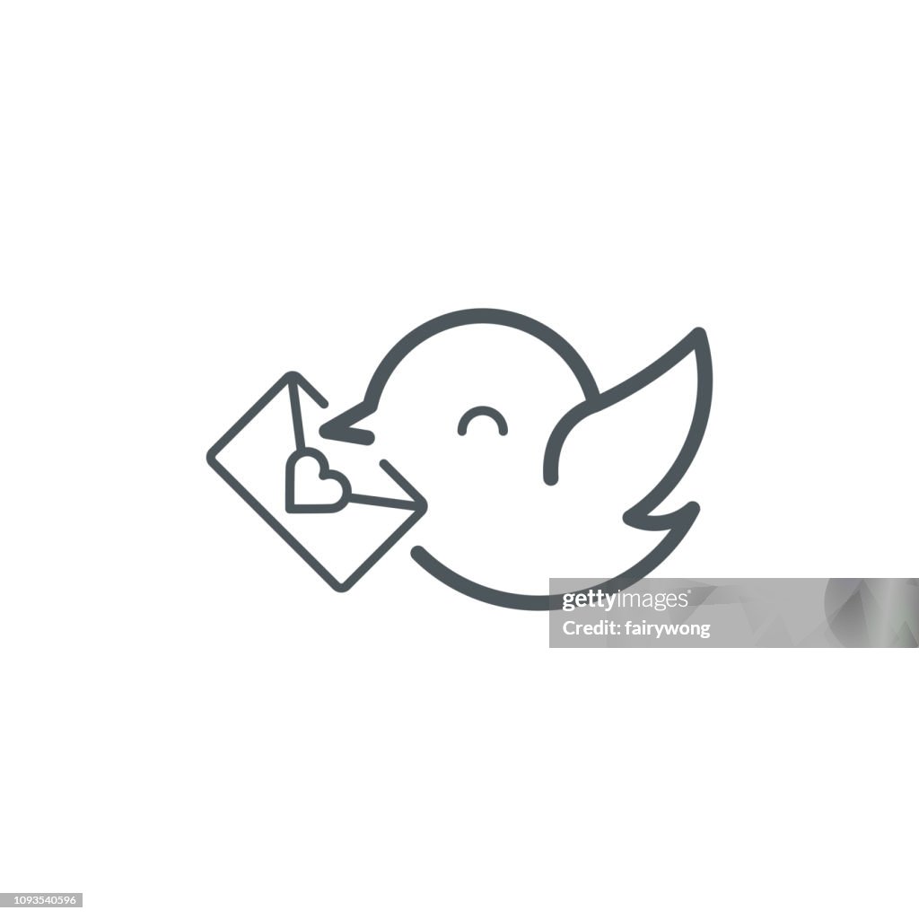 Bird with love letter icon