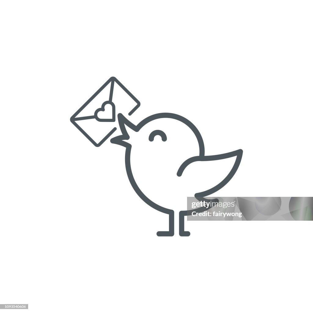 Bird with love letter icon