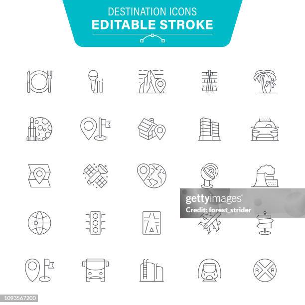 stockillustraties, clipart, cartoons en iconen met bestemming lijn pictogrammen - hotelreceptie