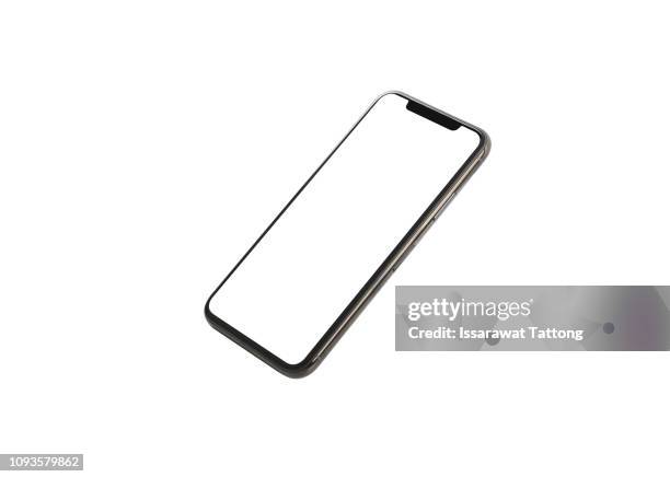 new phone front isolated on white background - smart phone white background stock-fotos und bilder