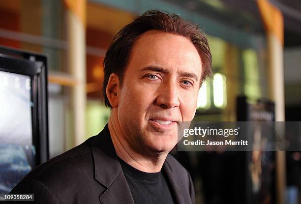 Actor Nicolas Cage arrives at the screening of Summit Entertainment's "Drive Angry 3D" on February 22, 2011 in Hollywood, California.