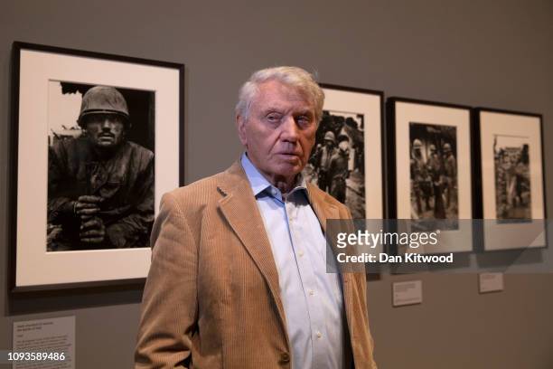 British photographer Sir Don McCullin poses for pictures during a press preview at Tate Britain on February 4, 2019 in London, England. A major...