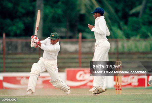 Asif Mujtaba batting for Pakistan during the 1st Test match between Pakistan and Sri Lanka at the Saravanamuttu Stadium in Colombo, 9th August 1994....