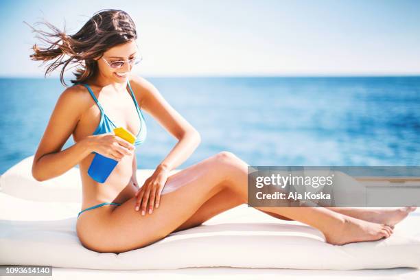 i'm taking care of my skin. - woman leg spread stock pictures, royalty-free photos & images