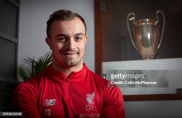 Liverpool footballer Xherdan Shaqiri, pictured at the club's Melwood training centre. The Swiss international player was transferred from Stoke City...