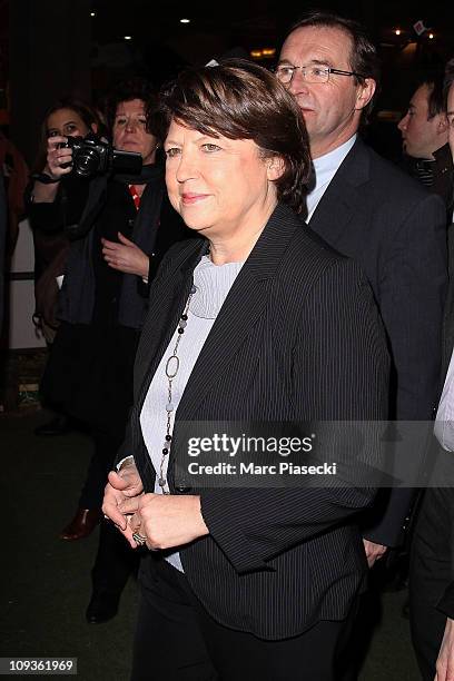 First Secretary of the French Socialist Party Martine Aubry Visits Salon de l'Agriculture at Parc des Expositions Porte de Versailles on February 23,...