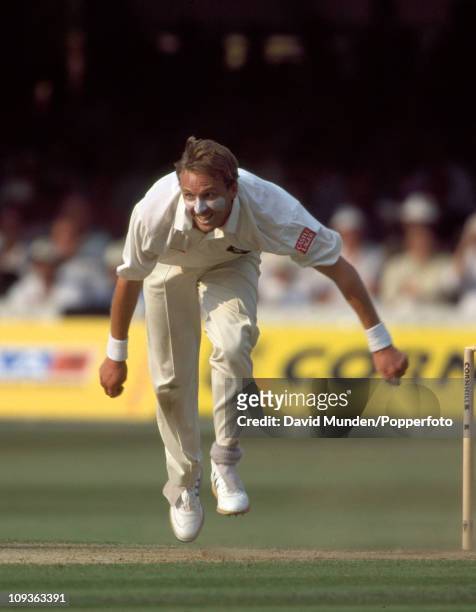 Allan Donald bowling for South Africa during the 1st Test match between England and South Africa at Lord's cricket ground in London, 21st July 1994....