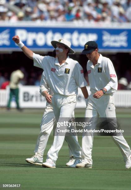 South African fast bowler Allan Donald during their historic victory in the 1st Test match between England and South Africa at Lord's cricket ground...
