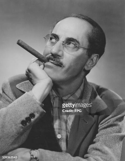 American actor and comedian Groucho Marx , host of the television quiz show 'You Bet Your Life', circa 1948.