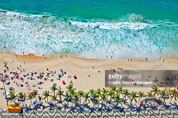 aerial view of  copacabana beach - copacabana stock pictures, royalty-free photos & images