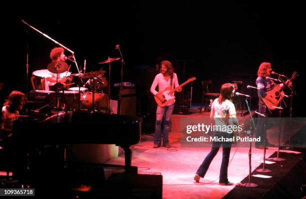 The Eagles perform on stage, Wembley, London L-R Glenn Frey;Don Henley;Don Felder;Randy Meisner;Joe Walsh.