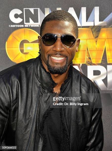 Professional football player Greg Jennings arrives at the 1st Annual Hall of Game Awards hosted by the Cartoon Network at the Barker Hanger on...