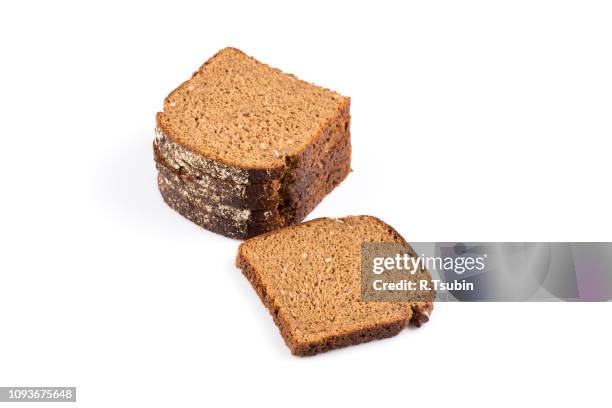 sliced of rye bread, isolated on white background - sliced bread tower stock pictures, royalty-free photos & images