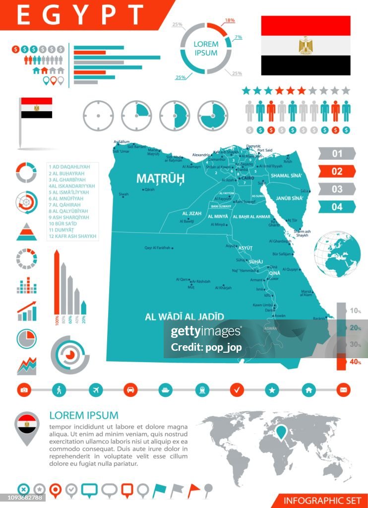 Map of Egypt - Infographic Vector