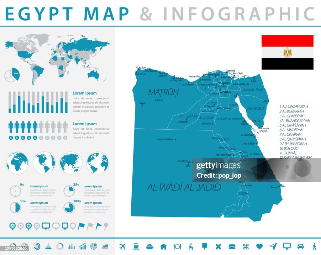 Map of Egypt - Infographic Vector