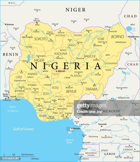 map of nigeria - vector - cameroon map stock illustrations