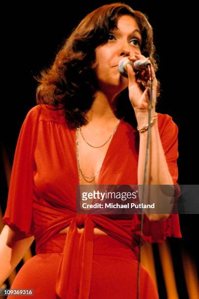 The Carpenters perform on stage, London, 22nd February 1974, Karen Carpenter.