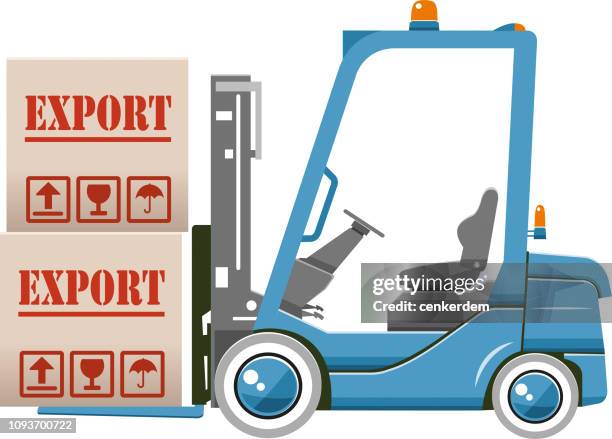 forklift and export stuff - loading crates stock illustrations