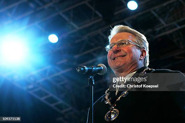 Fabian Stang the Mayor of Oslo attends the Opening Ceremony of the FIS Nordic World Ski Championship at University Square on February 23, 2011 in...