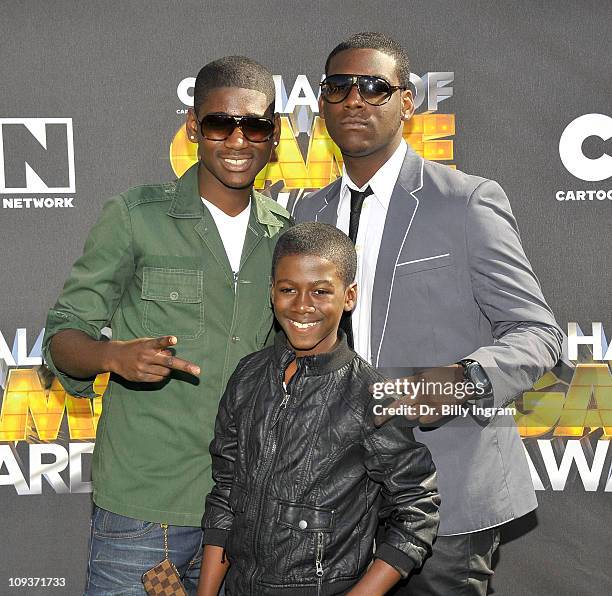 Actors Kwame Boateng, Kwesi Boakye, and Kofi Siriboe arrive at the 1st Annual Hall of Game Awards Hosted by the Cartoon Network at the Barker Hanger...