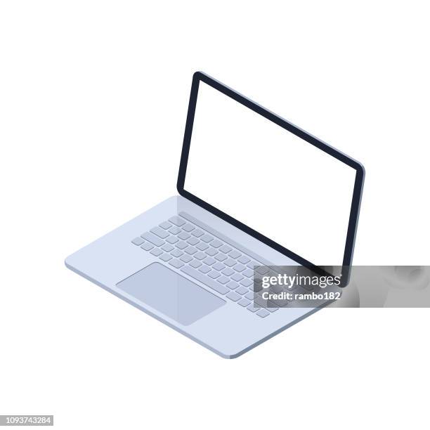 isometric laptop illustration. isolated on white background. modern computer. - laptop stock illustrations