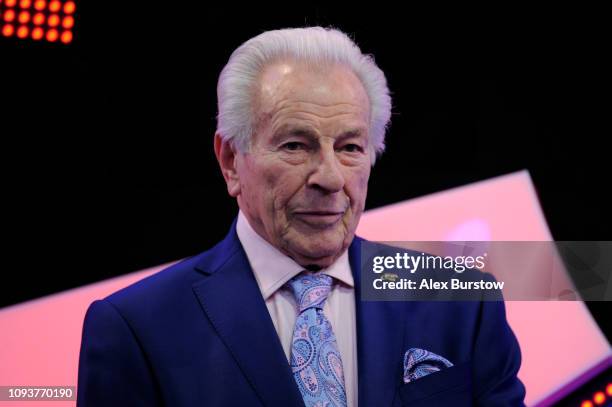 Bob Potter OBE, owner and Managing Director of Bob Potter Leisure Ltd, looks on prior to presenting the 2019 BDO Lakeside Professional Men's...