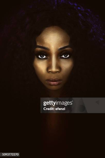 portrait of beautiful black woman - female body piercing stock pictures, royalty-free photos & images
