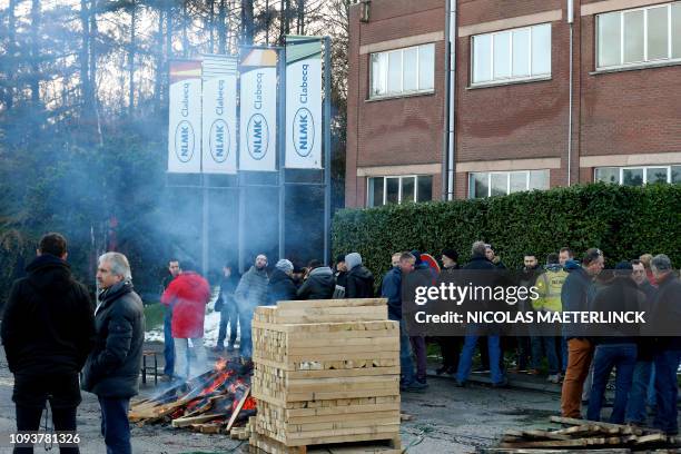 Illustration picture shows a trade union post in front of the NLMK plant in Clabecq, Friday 01 February 2019. The management of the plant has...