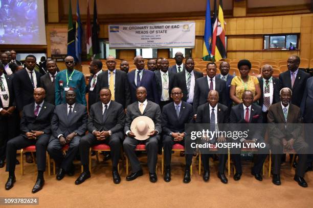 East Africa's Presidents, Tanzania's John Magufuli , Rwanda's Paul Kagame (, Uganda's Yoweri Museveni , Kenya's Uhuru Kenyatta and EAC Secretary...