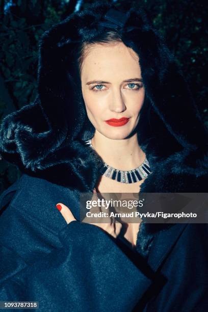 Actress Eva Green poses at a fashion shoot for Madame Figaro on June 27, 2018 in Paris, France. Coat , necklace . CREDIT MUST READ: Arnaud...