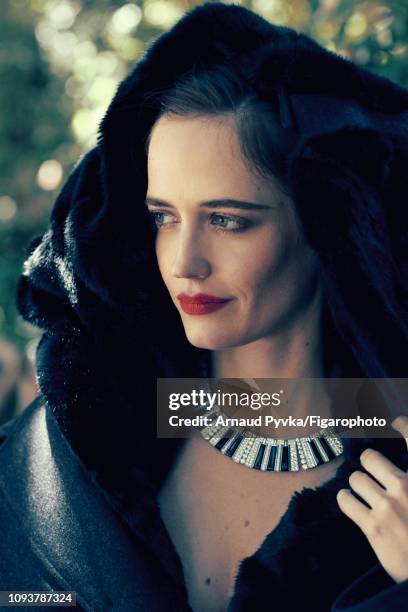Actress Eva Green poses at a fashion shoot for Madame Figaro on June 27, 2018 in Paris, France. Coat , necklace . PUBLISHED IMAGE. CREDIT MUST READ:...