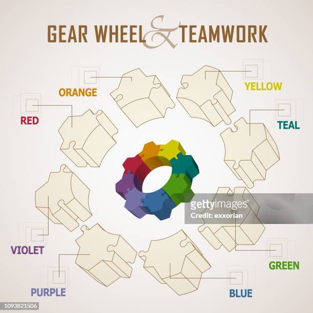gear wheel and teamwork concept - partnership logo stock illustrations