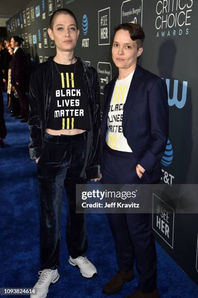 Asia Kate Dillon and guest at The 24th Annual Critics' Choice Awards at Barker Hangar on January 13, 2019 in Santa Monica, California.