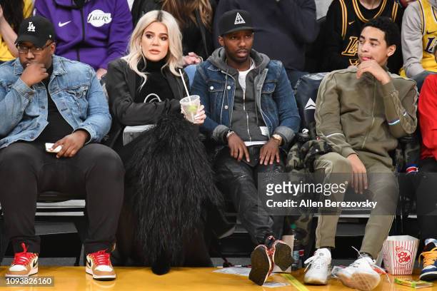 Khloe Kardashian and agent Rich Paul attend a basketball game between the Los Angeles Lakers and the Cleveland Cavaliers at Staples Center on January...